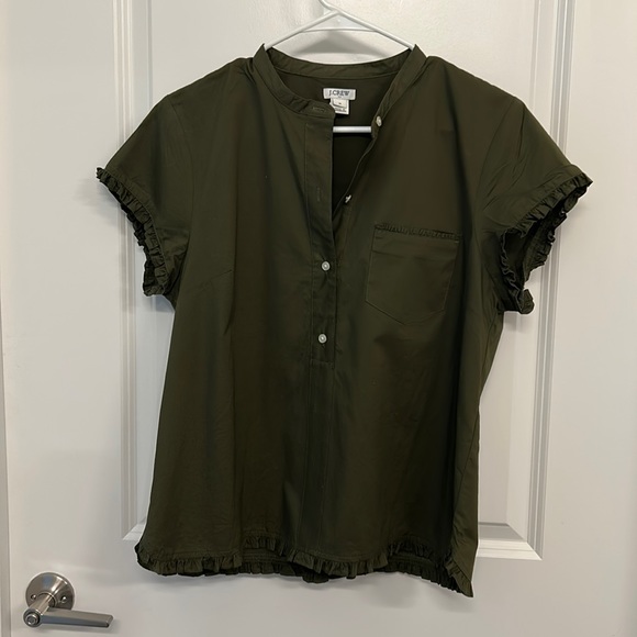J.Crew Green Half Button Down Top [M] - Picture 1 of 6